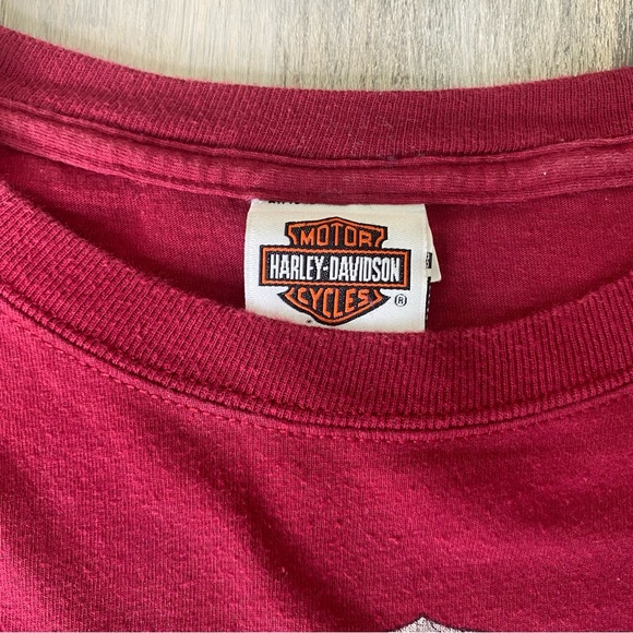 Men’s Harley Davidson T-shirt Flint, Michigan 100% Cotton XL Burgundy - Picture 4 of 5